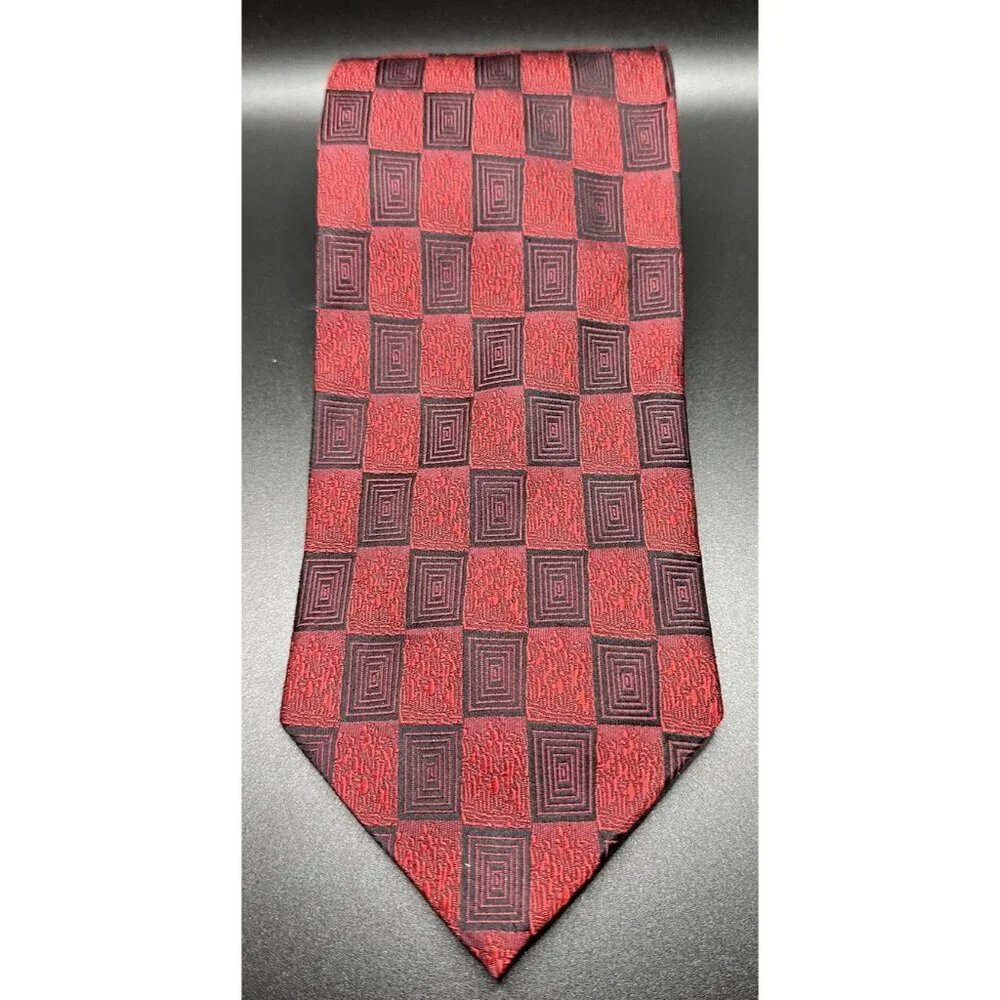 Valerio‎ Garati Men Tie 100% Silk Hand Made Red Black